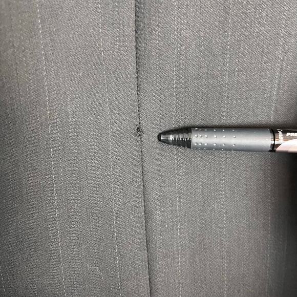 Franco Tassi Wool Double Breasted Navy Blue Pinstripe Jacket 35R Career Flawed - Picture 4 of 12